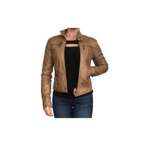 Moto Crop Faux Leather Jacket Tan